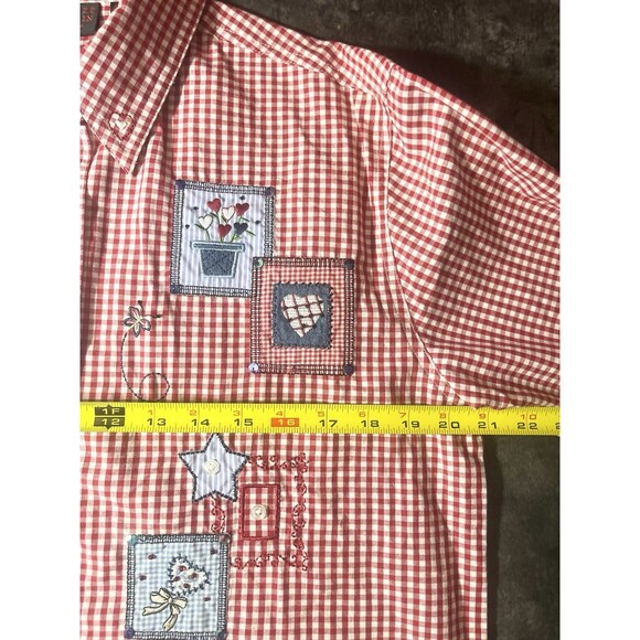 VTG Quizz Again Embroidered Shirt Sz. Small Country Apple Picking Check Plaid - Picture 12 of 15
